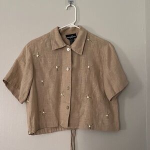 Vintage Linen Cottagecore Button-Up